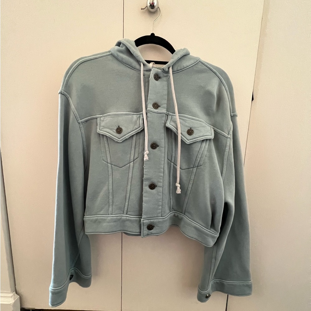 Free People Hooded Blue Sweater